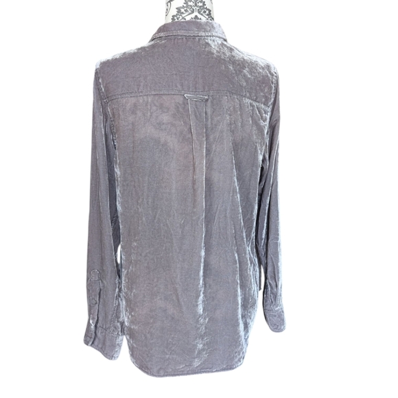 J. Crew Classic-fit Shirt Womens 10 Y2K Whimsigoth Grunge Drapey Velvet Pewter - Picture 3 of 14